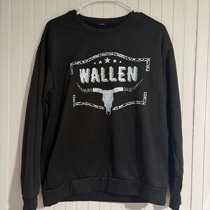 Black Graphic Crewneck Sweater